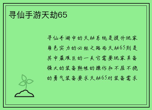 寻仙手游天劫65